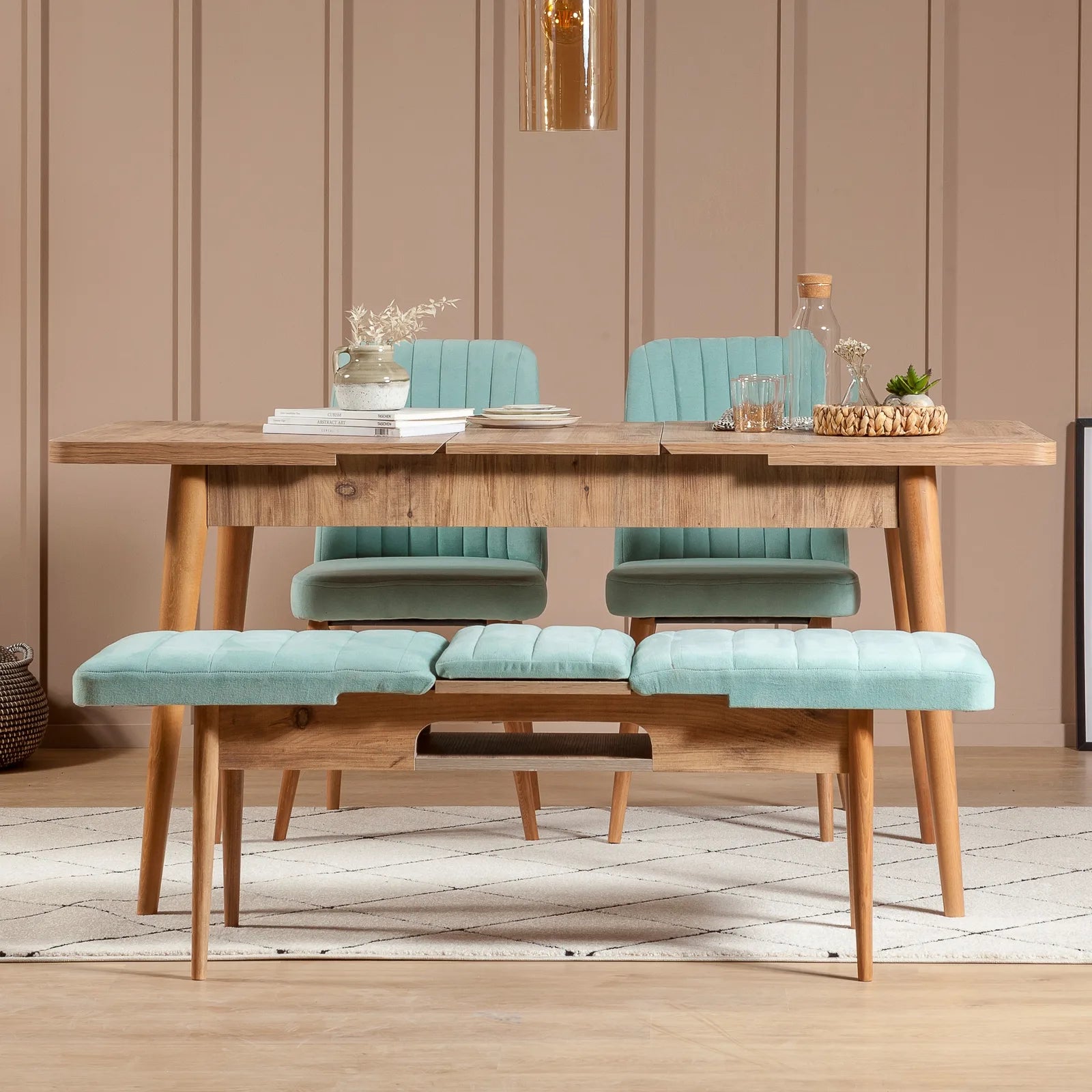 Sembol Açılır Masa Takımı Atlantik Fıstık Yeşili 70x110 (1 Masa + 1 Bench + 2 Sandalye), görsel 2