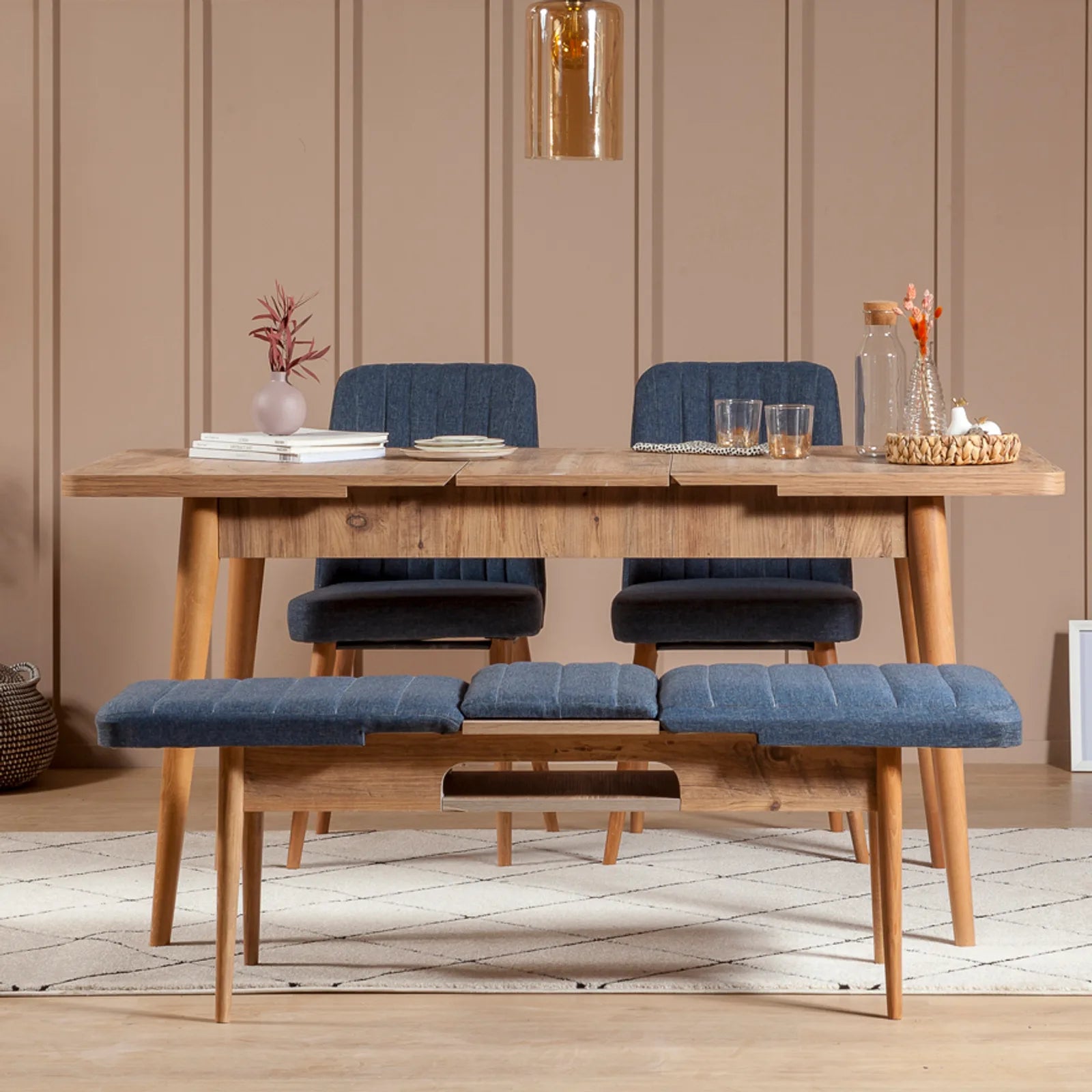 Sembol Açılır Masa Takımı Atlantik Lacivert 70x110 (1 Masa + 1 Bench + 2 Sandalye), görsel 2