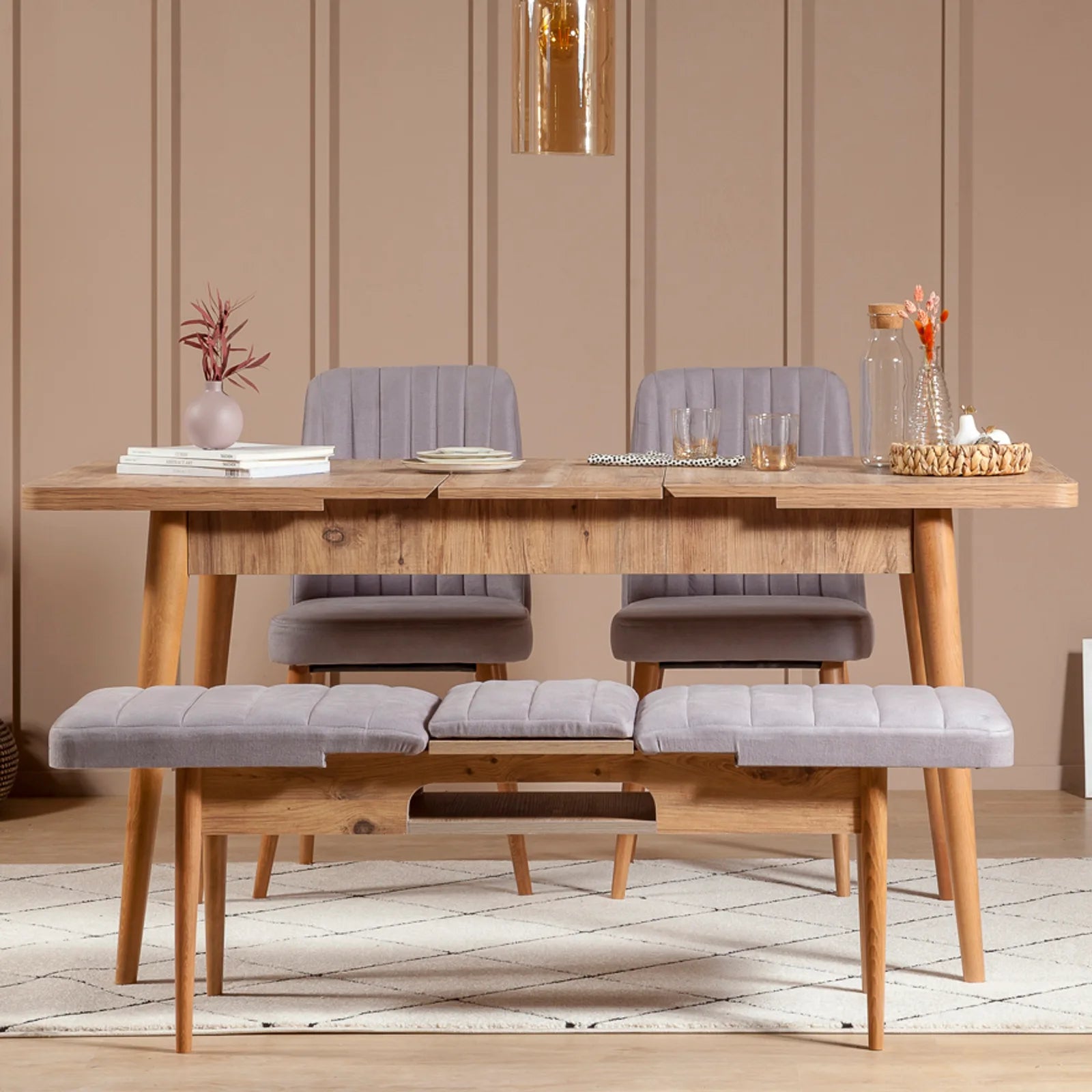 Sembol Açılır Masa Takımı Atlantik Soho Gri 70x110 (1 Masa + 1 Bench + 2 Sandalye), görsel 2