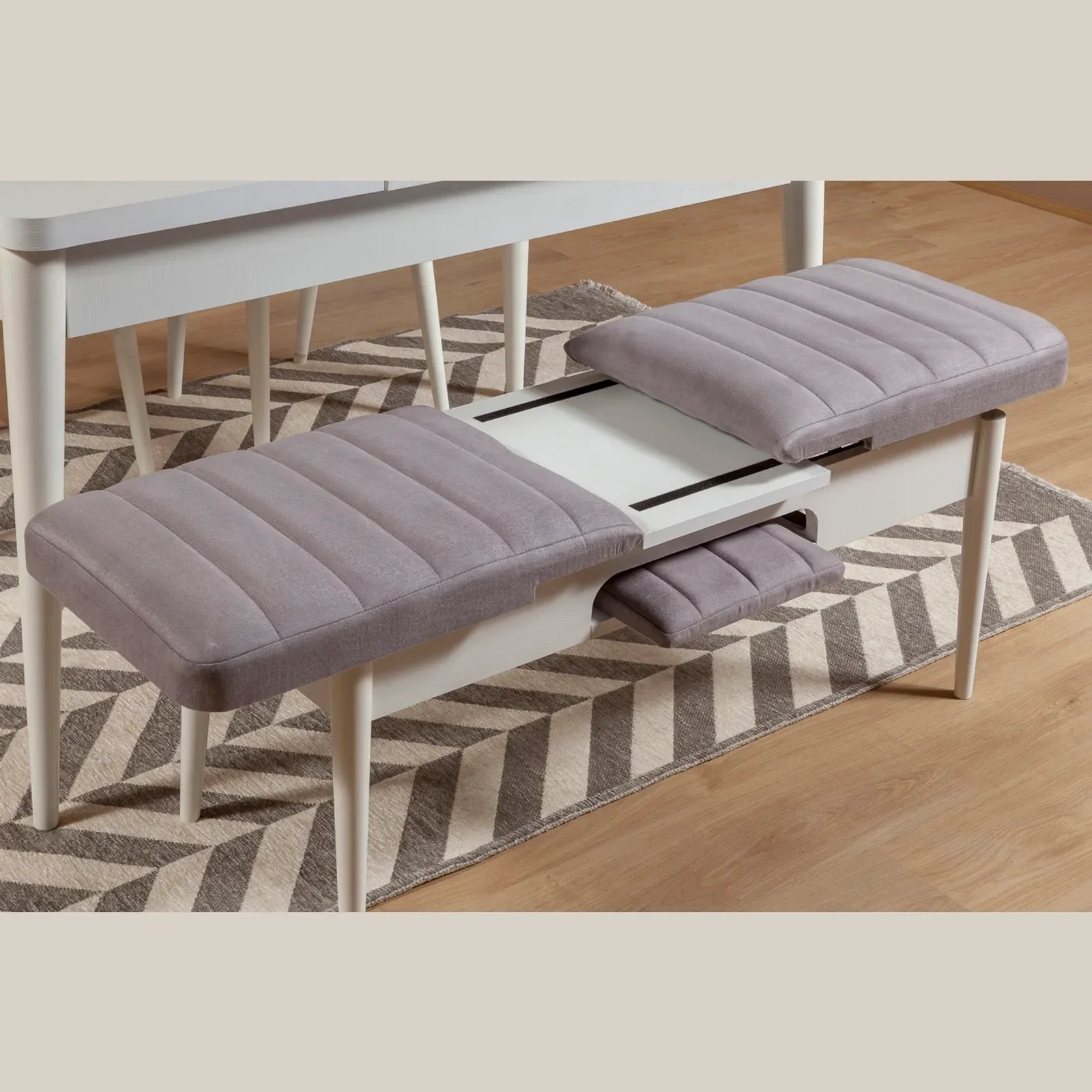Sembol Açılır Masa Takımı Beyaz Soho Gri 70x110 (1 Masa + 1 Bench + 4 Sandalye), görsel 2