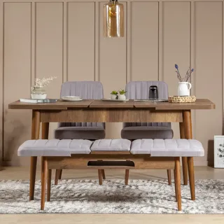 Sembol Açılır Masa Takımı Ceviz Soho Gri, görsel 1
