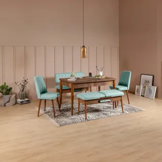 Sembol Açılır Masa Takımı Ceviz Fıstık Yeşili - Reysa Mobilya, görsel 1