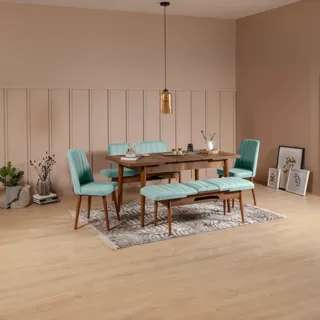 Sembol Açılır Masa Takımı Ceviz Fıstık Yeşili - Reysa Mobilya, görsel 2
