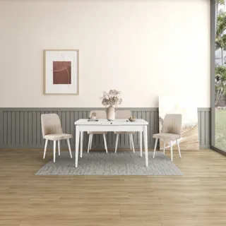 Sembol Açılır Masa Takımı Beyaz Krem, görsel 1