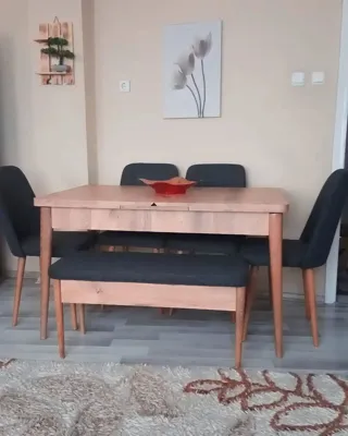 Sembol Açılır Masa Takımı Atlantik Antrasit (1 Masa + 1 Bank + 1 Bench + 2 Sandalye), müşteri fotoğrafı 20