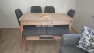 Sembol Açılır Masa Takımı Beyaz Antrasit (1 Masa + 1 Bank + 1 Bench + 2 Sandalye), müşteri fotoğrafı 45