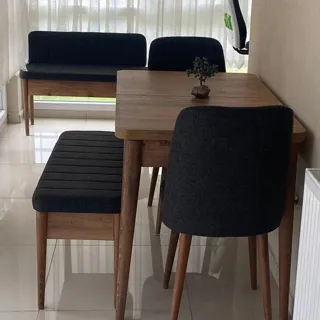 Sembol Açılır Masa Takımı Beyaz Lacivert (1 Masa + 1 Bank + 1 Bench + 2 Sandalye), müşteri fotoğrafı 39