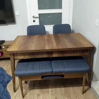 Sembol Açılır Masa Takımı Atlantik Antrasit (1 Masa + 1 Bench + 4 Sandalye), müşteri fotoğrafı 1
