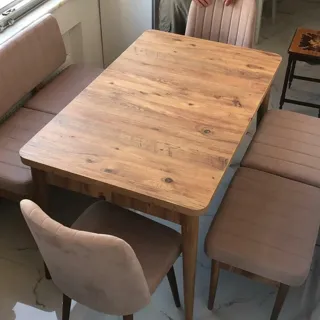 Sembol Açılır Masa Takımı Ceviz Krem (1 Masa + 4 Sandalye), müşteri fotoğrafı 56