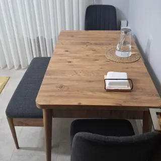 Sembol Açılır Masa Takımı Ceviz Krem (1 Masa + 4 Sandalye), müşteri fotoğrafı 14